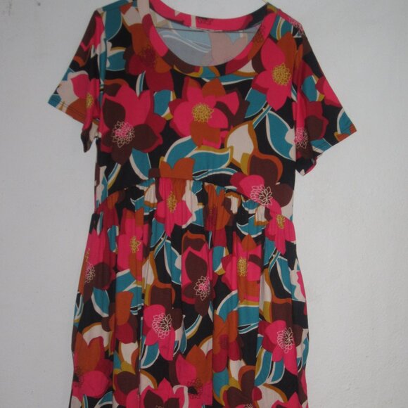 Haptics by Holly Harper Dreamy Teal & Fuchsia Floral Babydoll Fit & Flar… - Picture 2 of 6